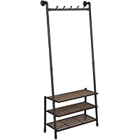 VASAGLE Árbol de Pasillo Estilo Tubo Industrial- Perchero en Ángulo para Entrada- Zapatero- de Pie contra la Pared…